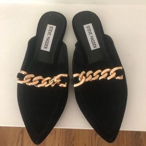 New Steve Madden black suede mules